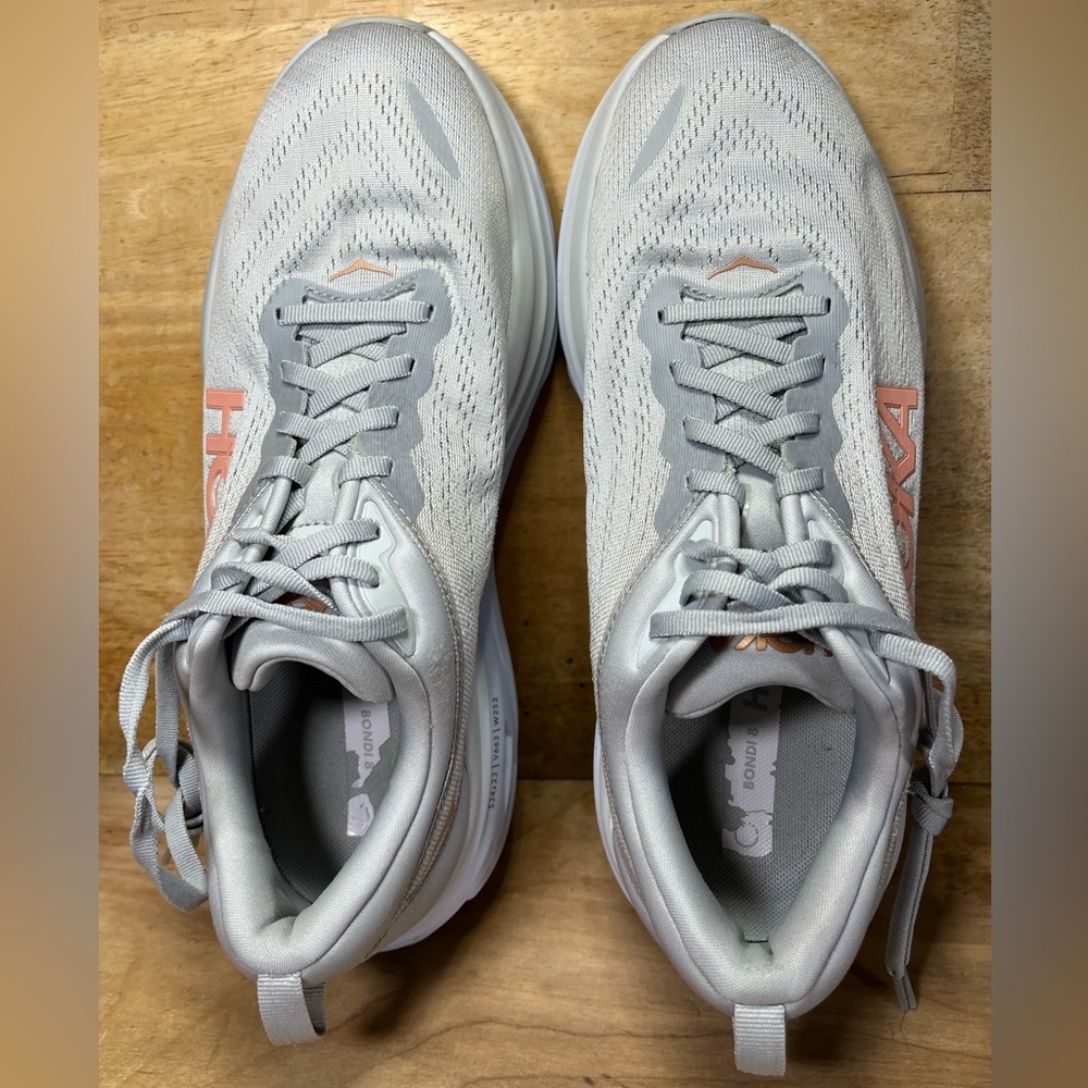 Hoka One One Bondi 8 REFLECTIVE Womens Size 10.5 Running Shoes Sneakers Gray - Picture 7 of 13